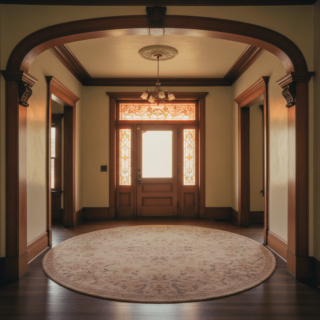 Lime-wash finish in a San Francisco Victorian entryway